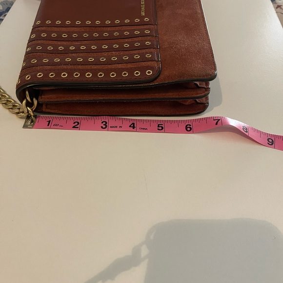 Michael Kors Brooklyn Grommet Large Leather Suede Crossbody Bag in Brick Red - Picture 8 of 8